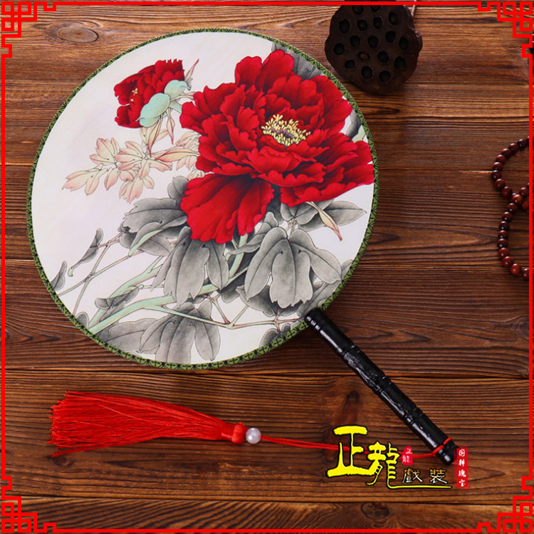 振安古典中国风团扇空白扇跳舞蹈扇 真丝宫扇