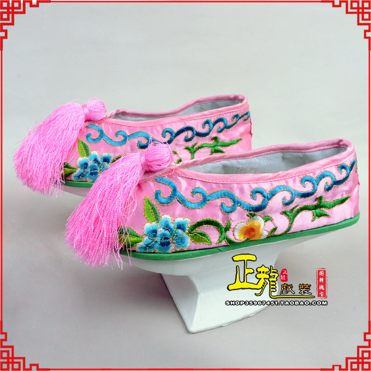 振安京越剧戏鞋花盆底清朝皇后贵妃宫女花盆底 旗鞋